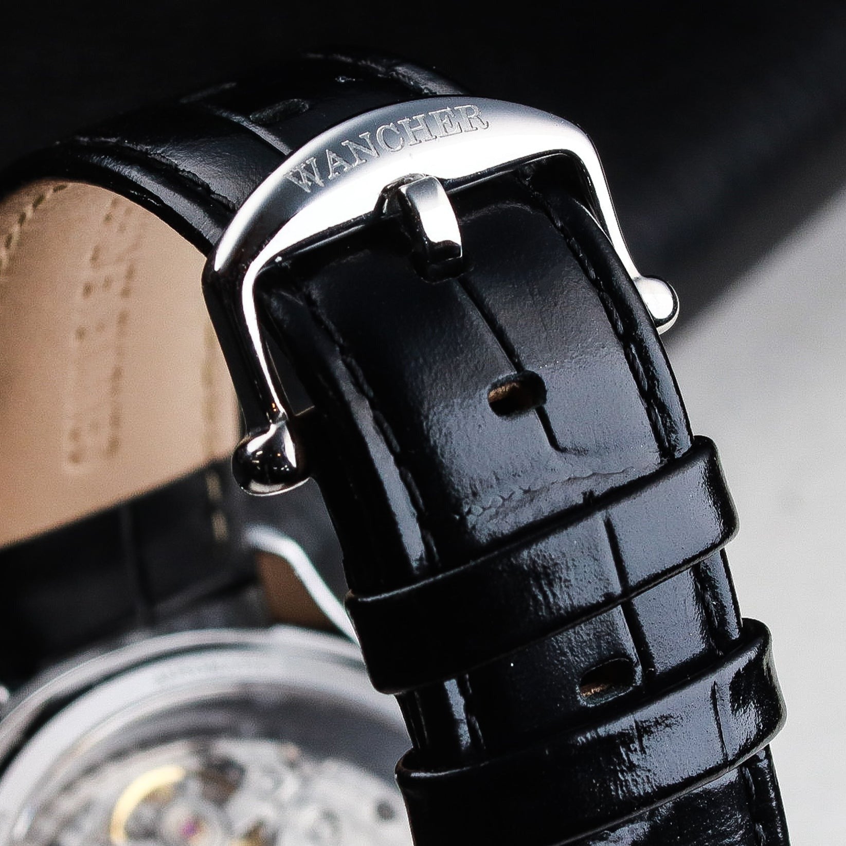 Wancher Watch Italian Leather Strap with Butterfly Clasp 