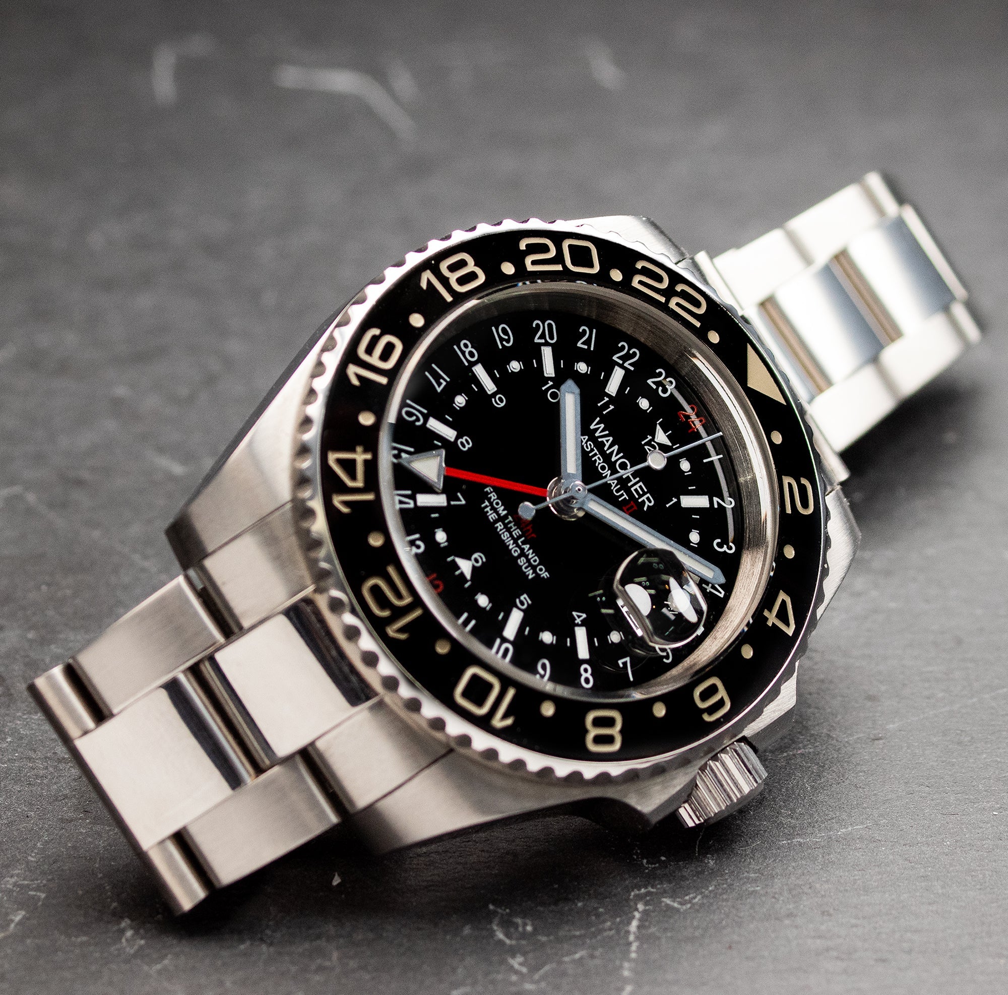 WANCHER自動巻きGMT WANCHER 自動巻き腕時計 シルバーGMT ワンチャー