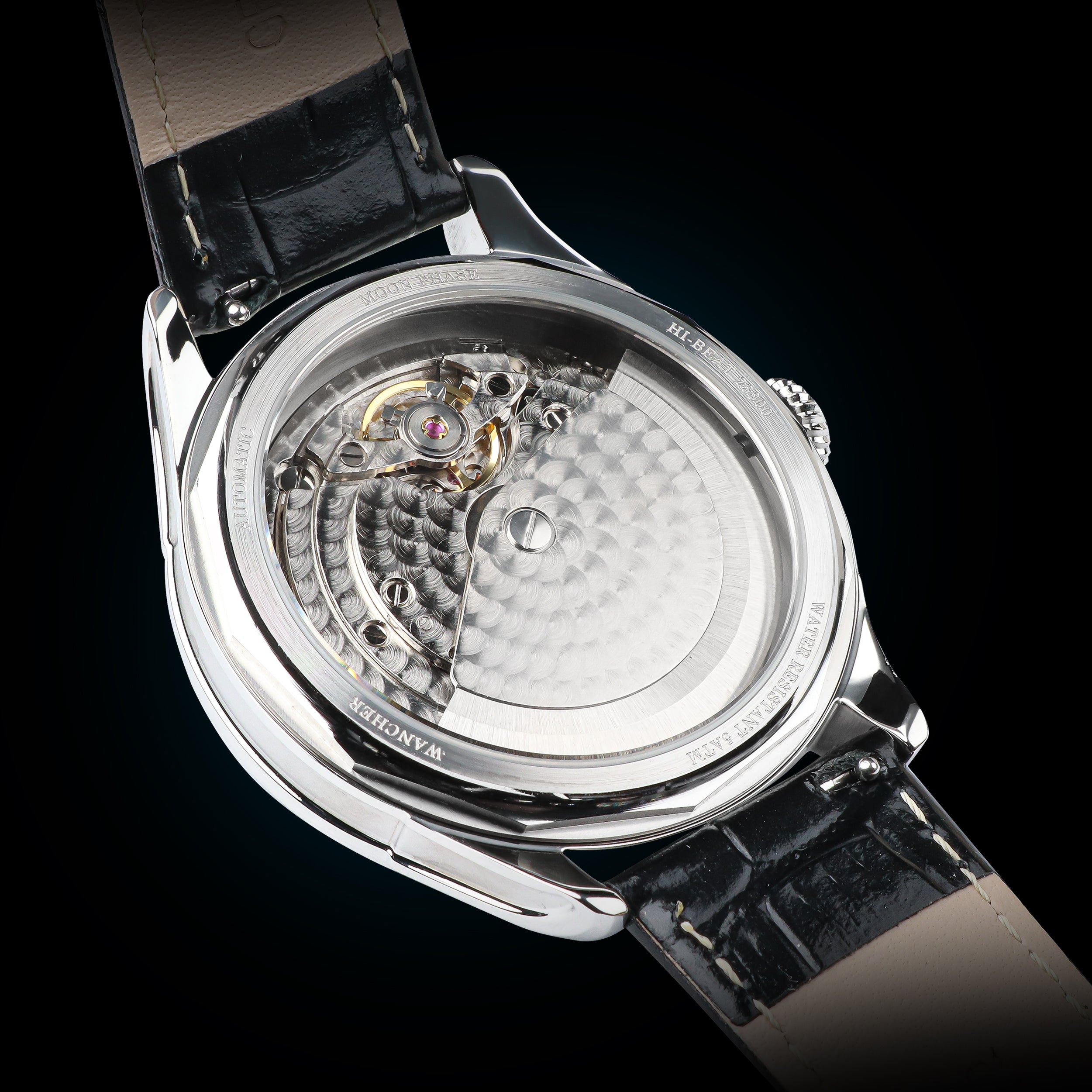 Discover the exceptional Hangzhou H7M01 Automatic movement showcased in the Dream Moonphase Kaguya watch, featuring a clear caseback for a glimpse of the intricate movement. This high-precision timepiece boasts an impressive accuracy of +/-15 seconds, operating at a high beat of 28,800 bph, and offering a reliable 48-hour power reserve. Embrace the perfect blend of artistry and precision in this captivating moonphase watch