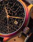 Wancher（ワンチャー）ウォッチ ドリームウォッチ 広田日美塗自動巻き腕時計。宮田9015ムーブメント搭載、金粉入りクラックダイアル付き漆塗り文字盤。